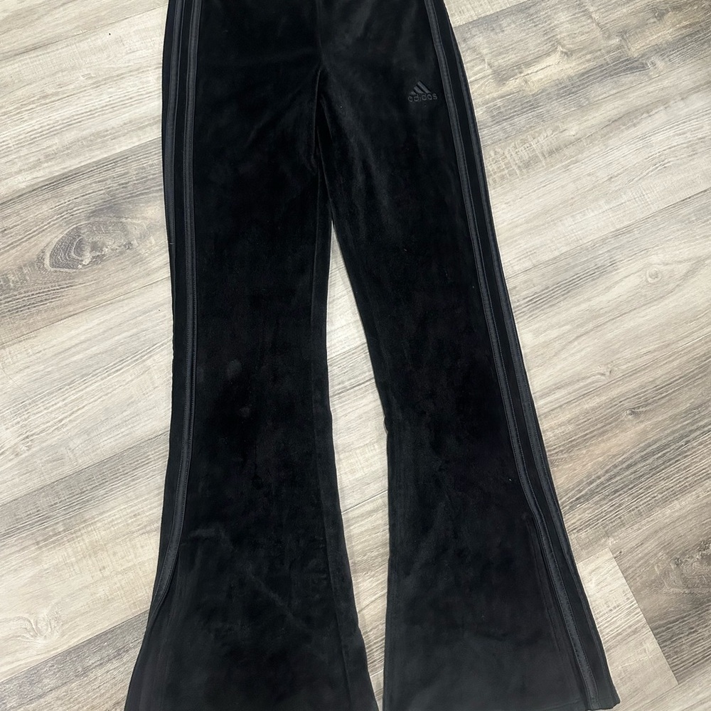 Adidas Girls Black Flared Sweatpants, M 10/12